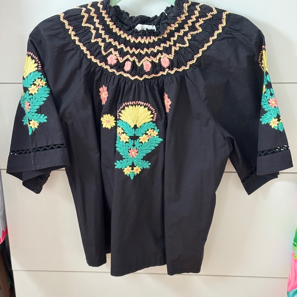 Corey Lynn Calter Black and Yellow Graphic Blouse